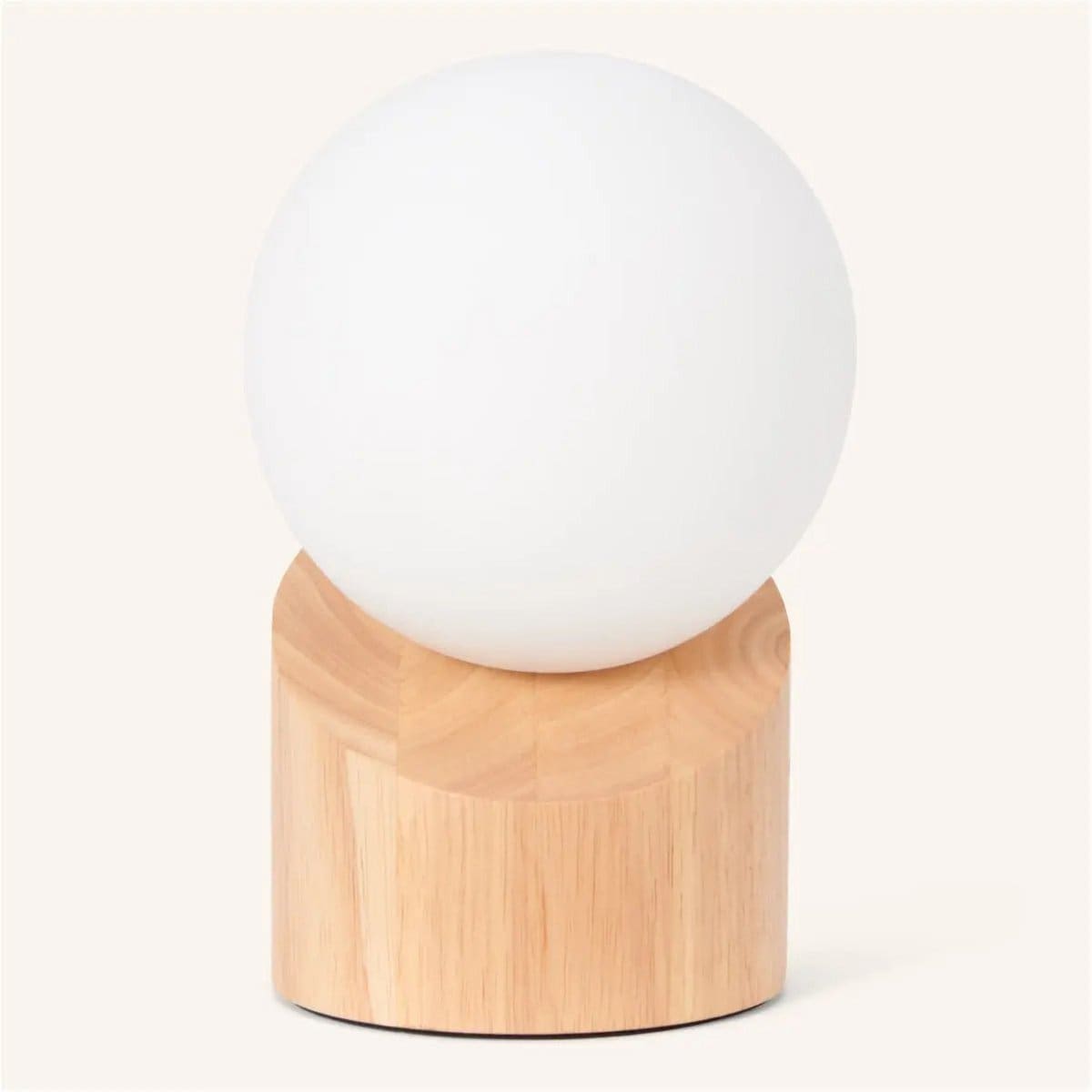 Lueur Naturelle – Lampe de table en bois brun Quin et verre givré (pièce neuve)