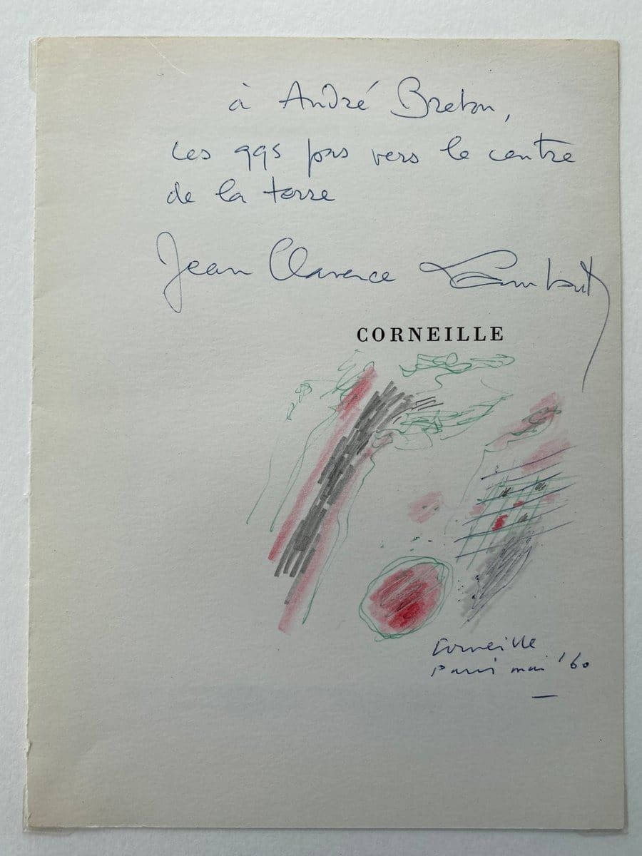 Corneille – Dessin original signé, 1960, avec dédicace à André Breton