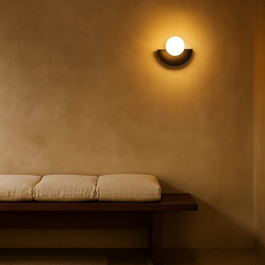Épure Nocturne – Lampe murale noire sans fil en bois d’hévéa (création récente)