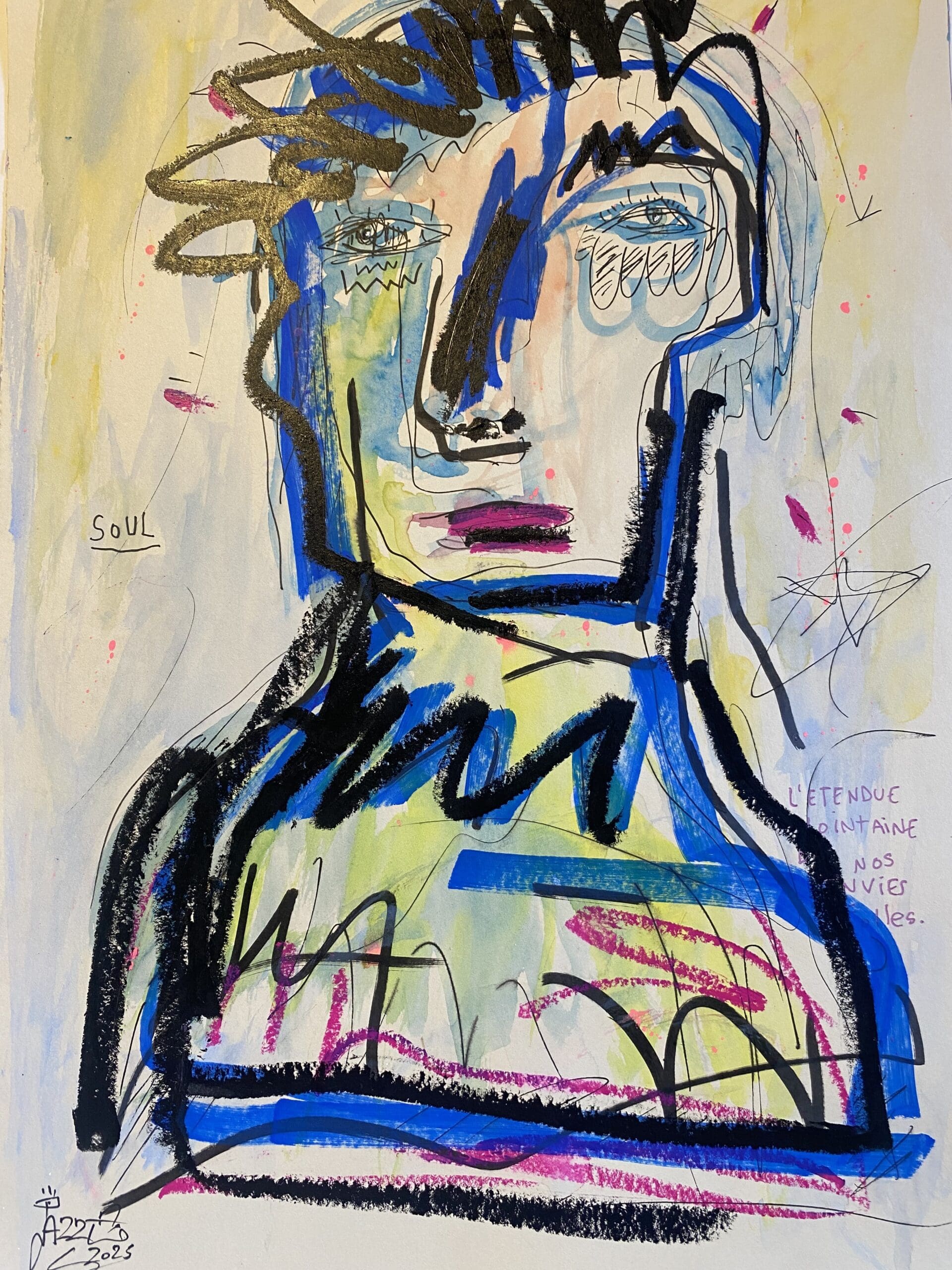 Jazzu – Alma Fuerte y Hermosa (2025) | Pintura acrílica original sobre papel resistente