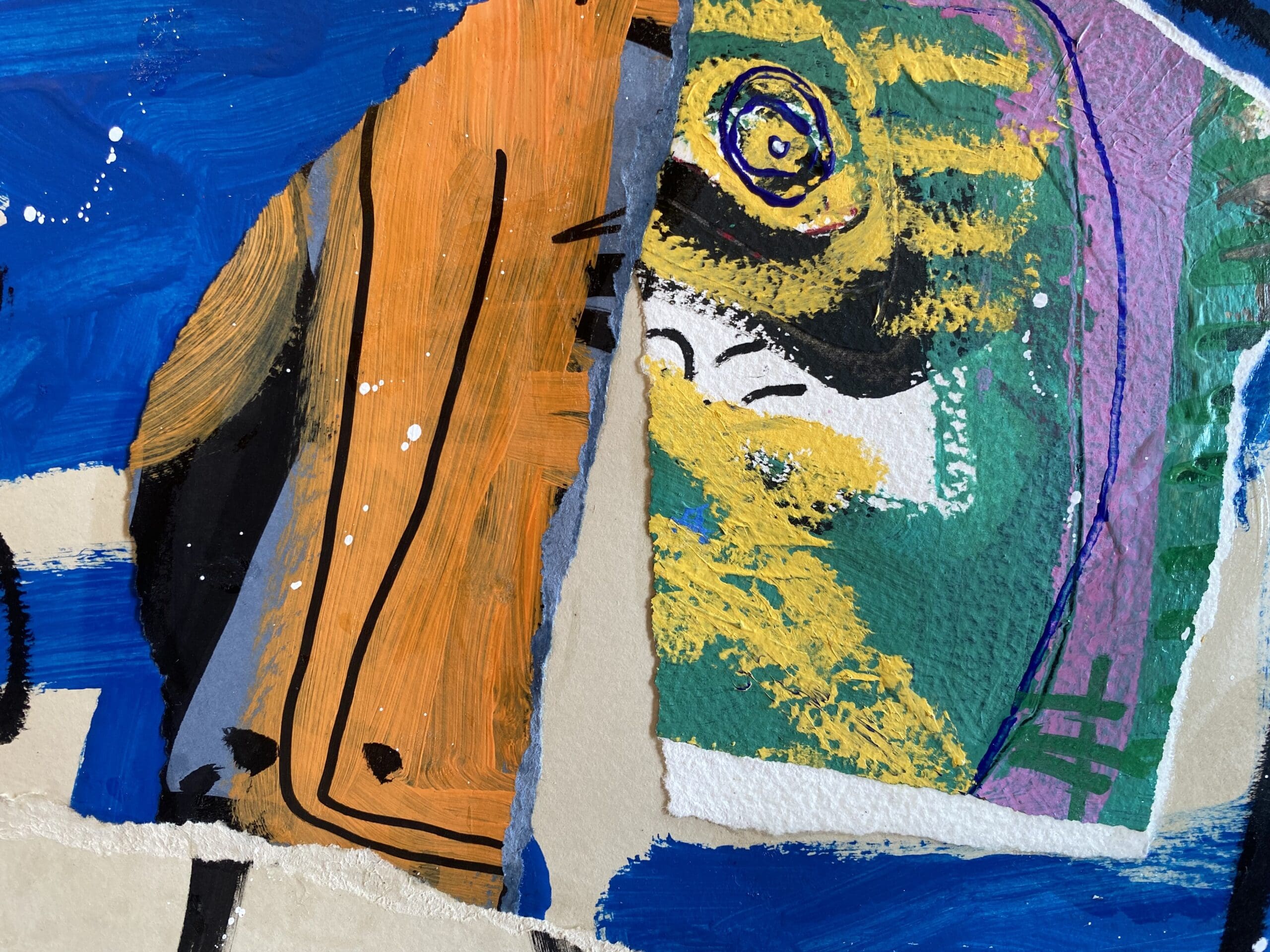 Jazzu – Poésie urbaine (2025) | Tableau original en technique mixte sur papier