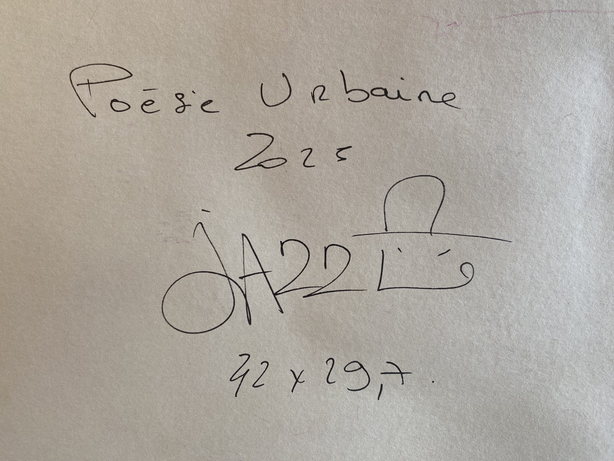 Jazzu – Poésie urbaine (2025) | Tableau original en technique mixte sur papier