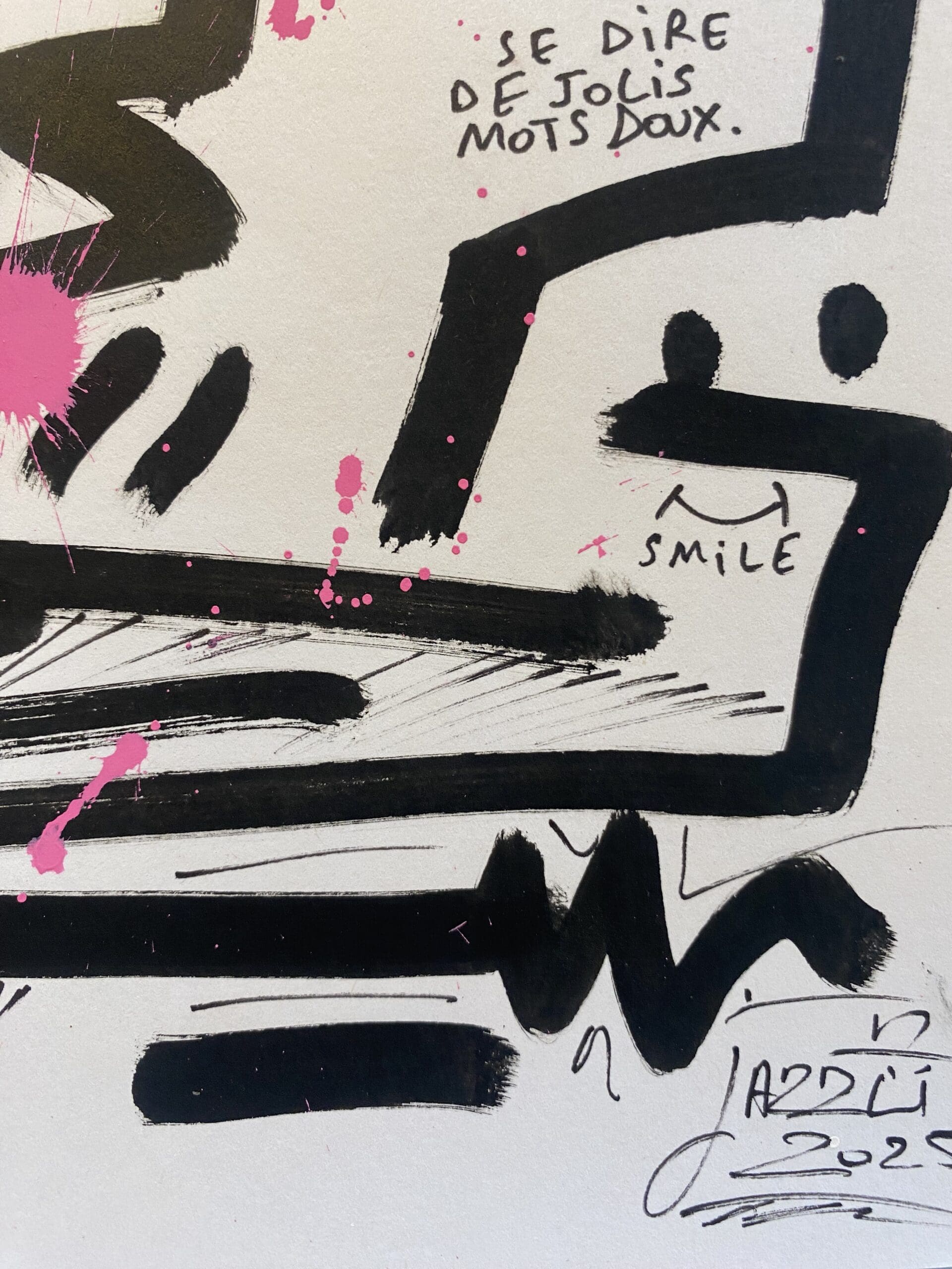 Jazzu – Souffler la joie (2025) | Tableau original en techniques mixtes sur papier