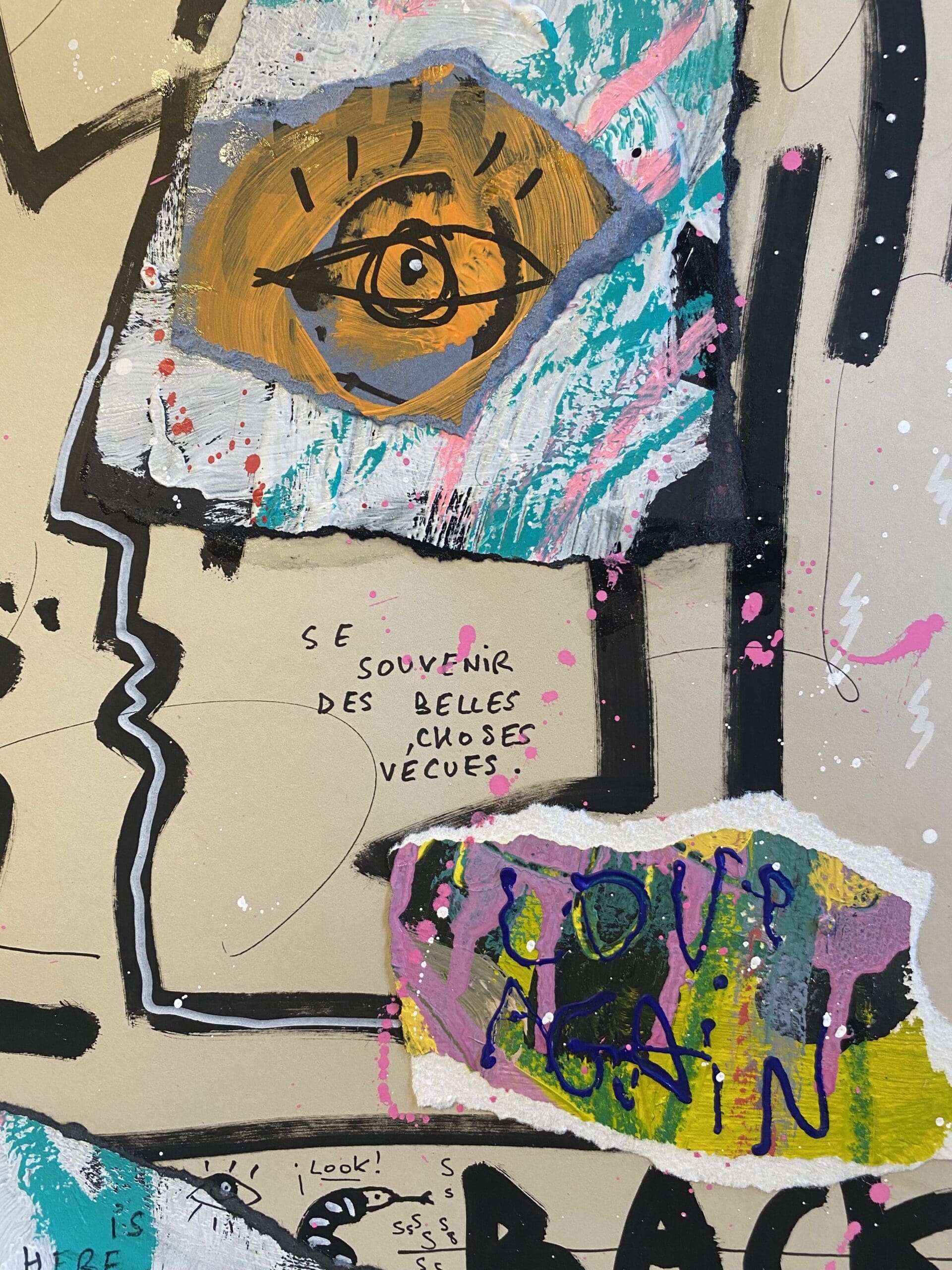 Jazzu – Toujours des idées (2025) | Tableau original en techniques mixtes sur papier