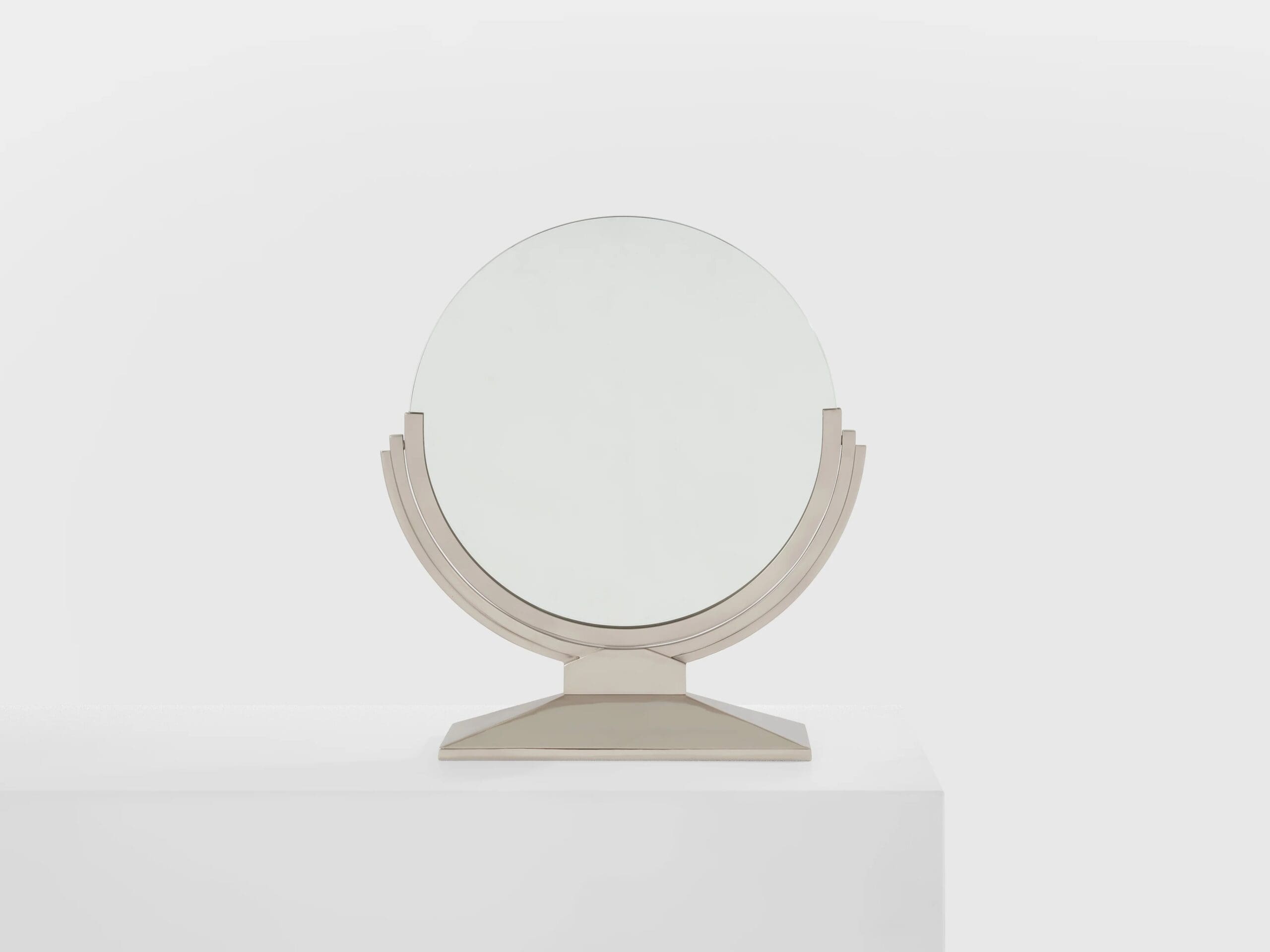 Miroir Maison Dominique en métal nickelé – Domin & Genevrière, Art déco, 1930
