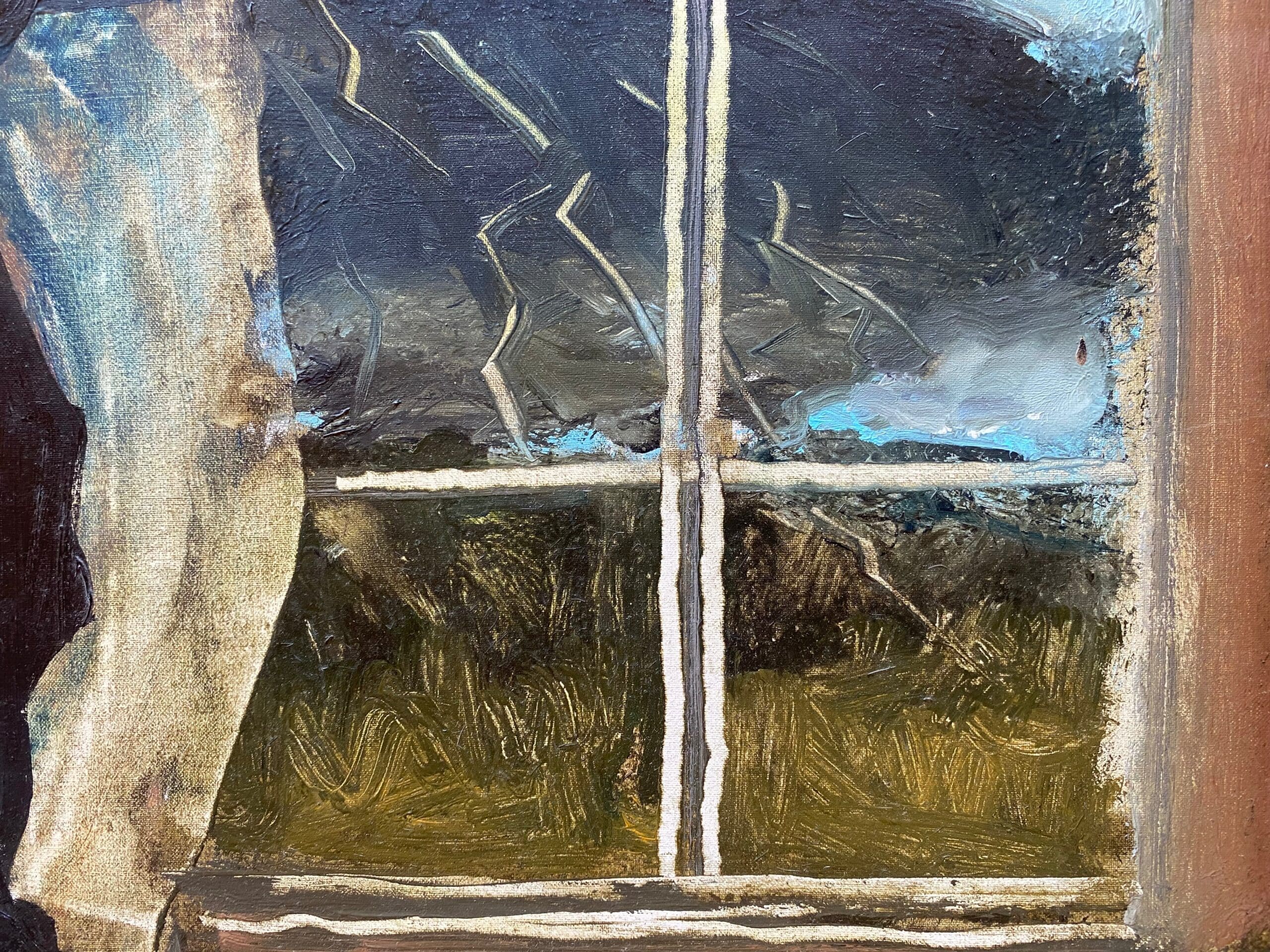 Ronan Barrot – L’orage de la fenêtre de notre livre, huile sur toile signée, 2006