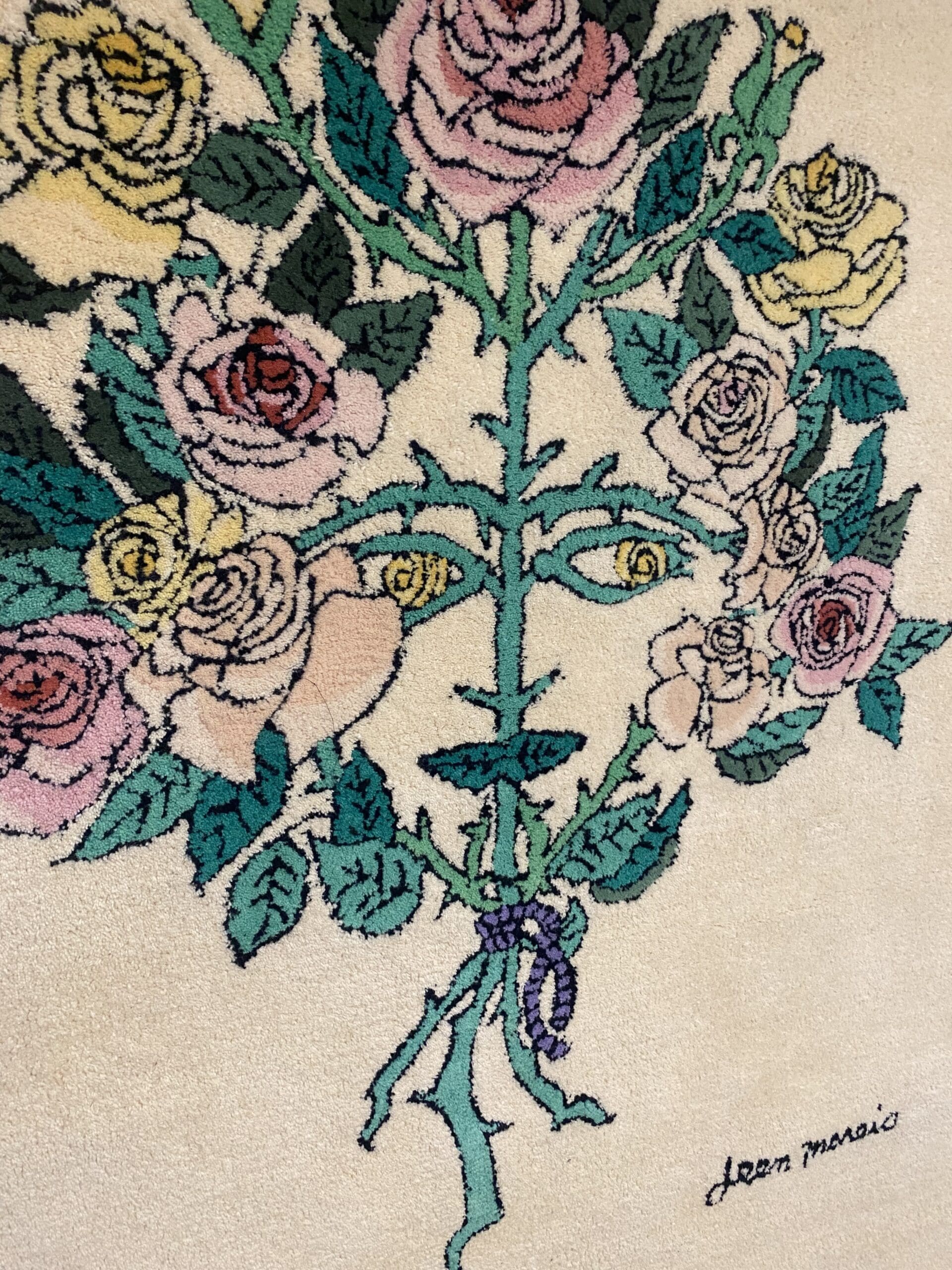 Tapisserie Jean Marais signée – Ateliers de Cogolin, 1965, 100 % laine vierge