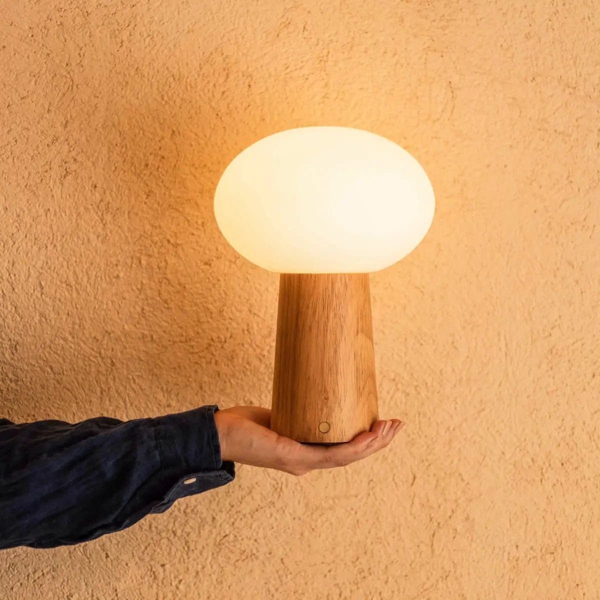 Lampe de table sans fil en bois et verre givré – Modèle Maximum, création neuve