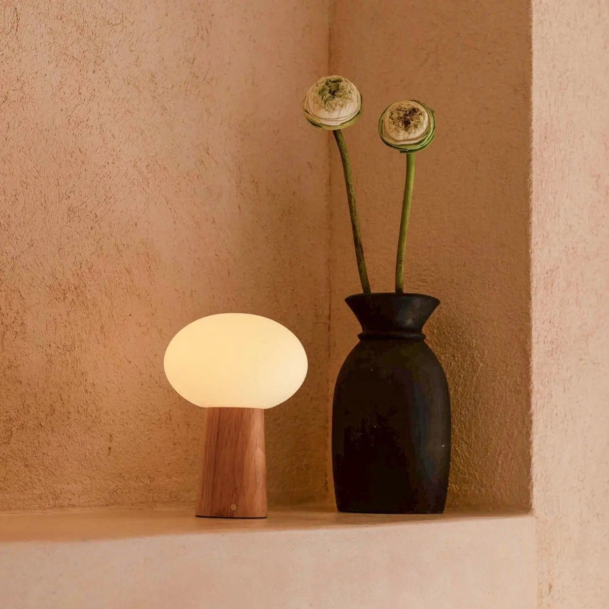 Lampe de table sans fil en bois et verre givré – Modèle Maximum, création neuve