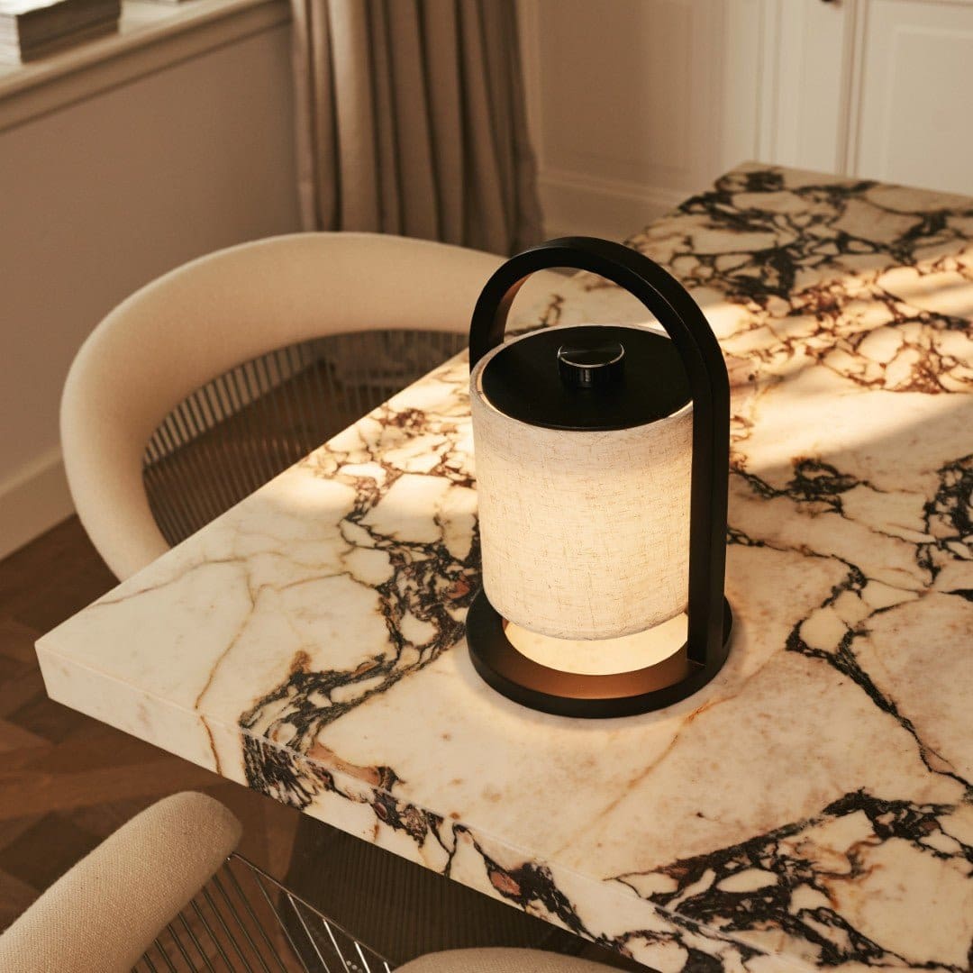 Lampe de table rechargeable Woodlesn River Black – Création neuve en bois durable et coton