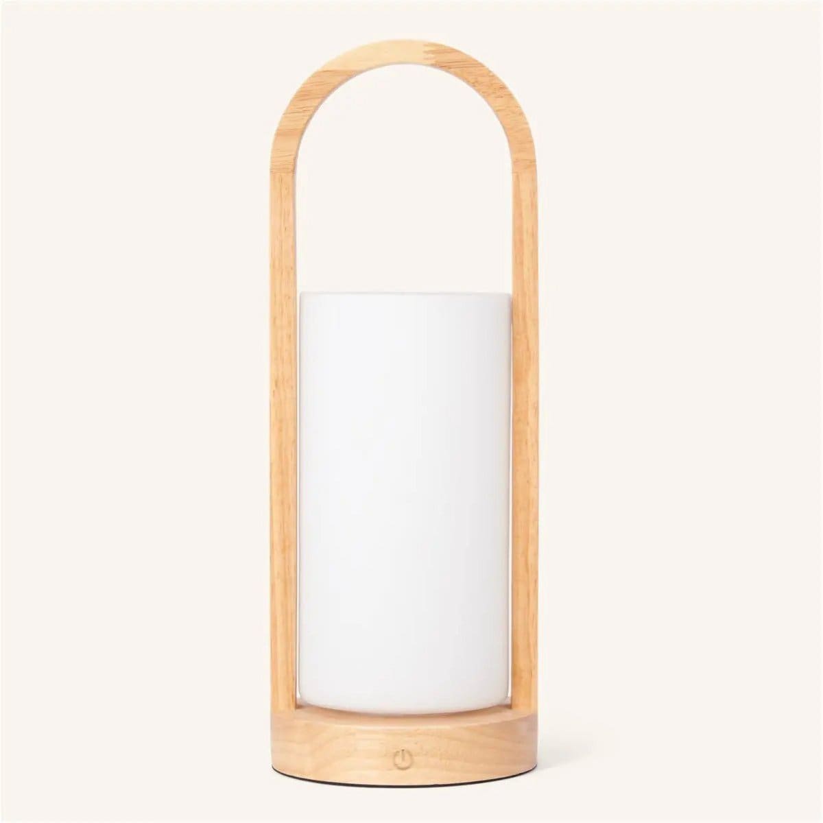 Lampe neuve en bois et verre givré – Modèle Evie, rechargeable et à intensité variable