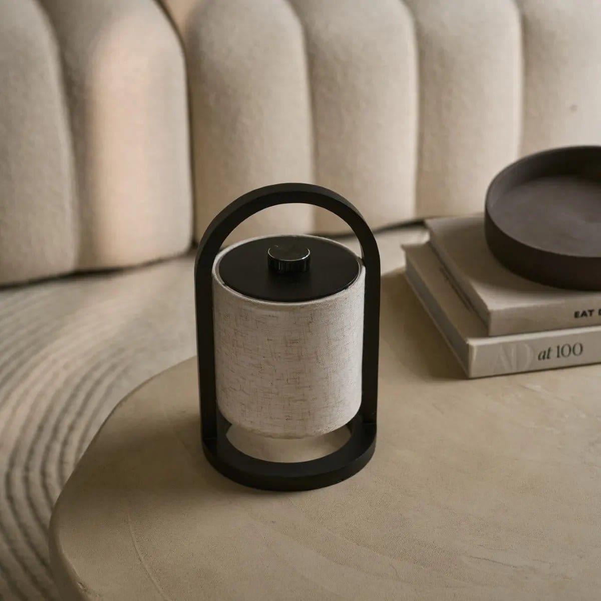 Lampe de table rechargeable Woodlesn River Black – Création neuve en bois durable et coton