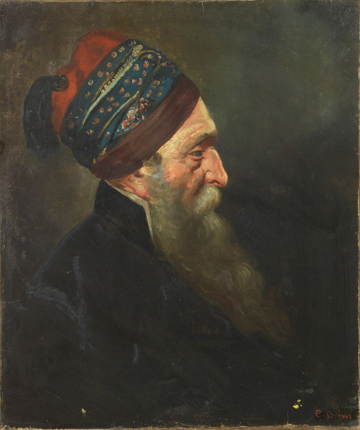 Portrait orientaliste de 1869 par Cesare Biseo – Ritratto di Uomo con Turbante