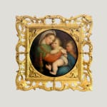 Vierge à l’Enfant sur cuivre – Reprise XIXe de Raphaël dans cadre doré sculpté