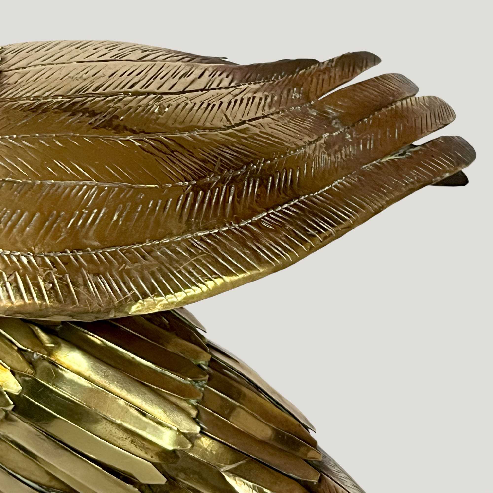 Michel Jarry – Paire de hérons en laiton doré, sculpture signée