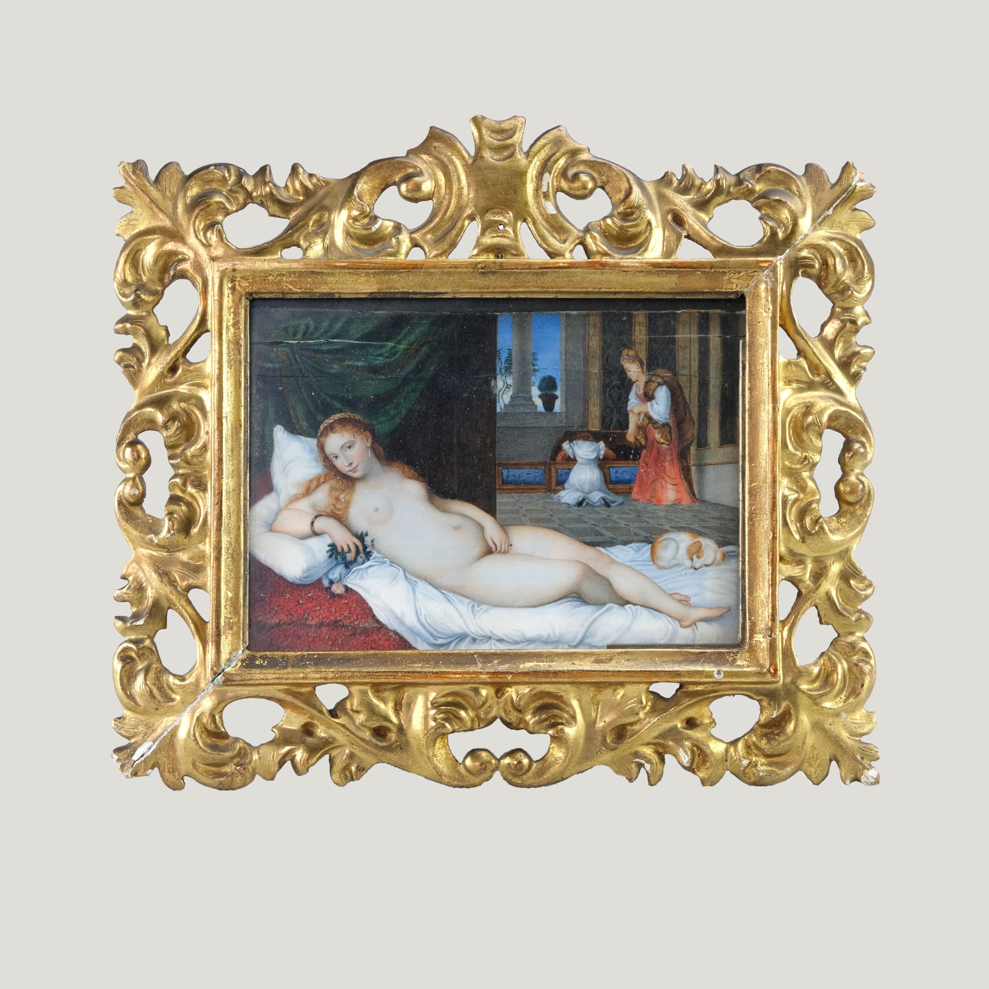 Vénus d’Urbino miniature, 1864 – Gouache signée d’après Titien