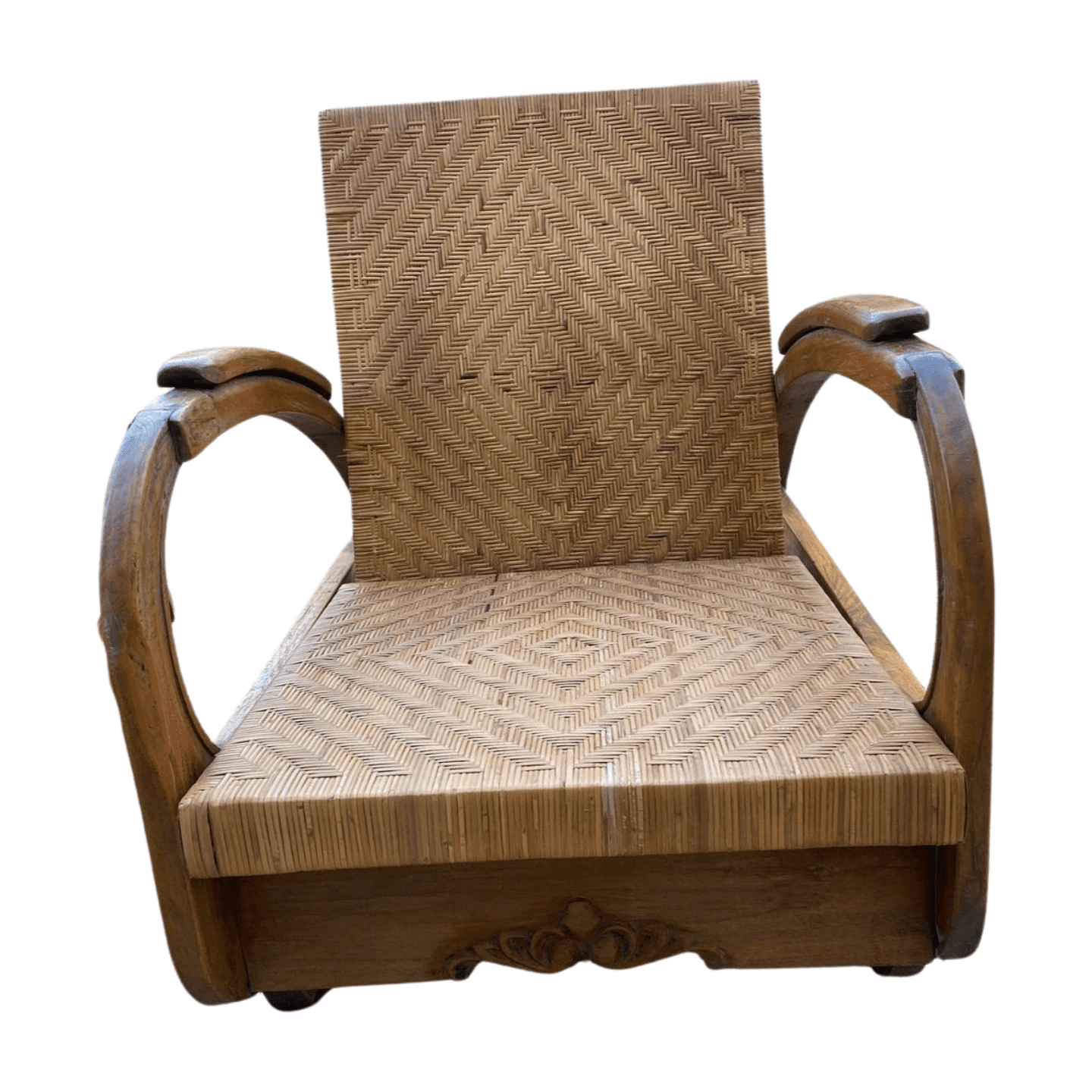 Paire de fauteuils art déco coloniaux en teck et rotin – circa 1940