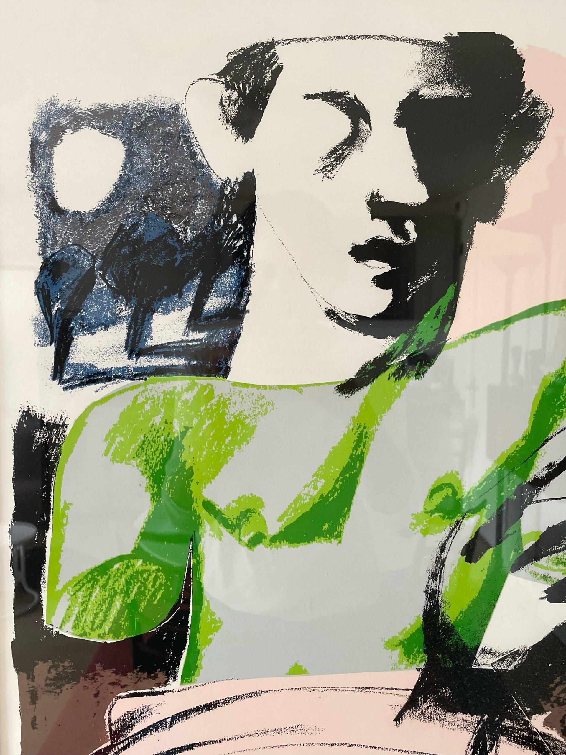 Lithograph by Alex Foxton – “Frankenstein”, green male bust, signed 20/25 (2001)