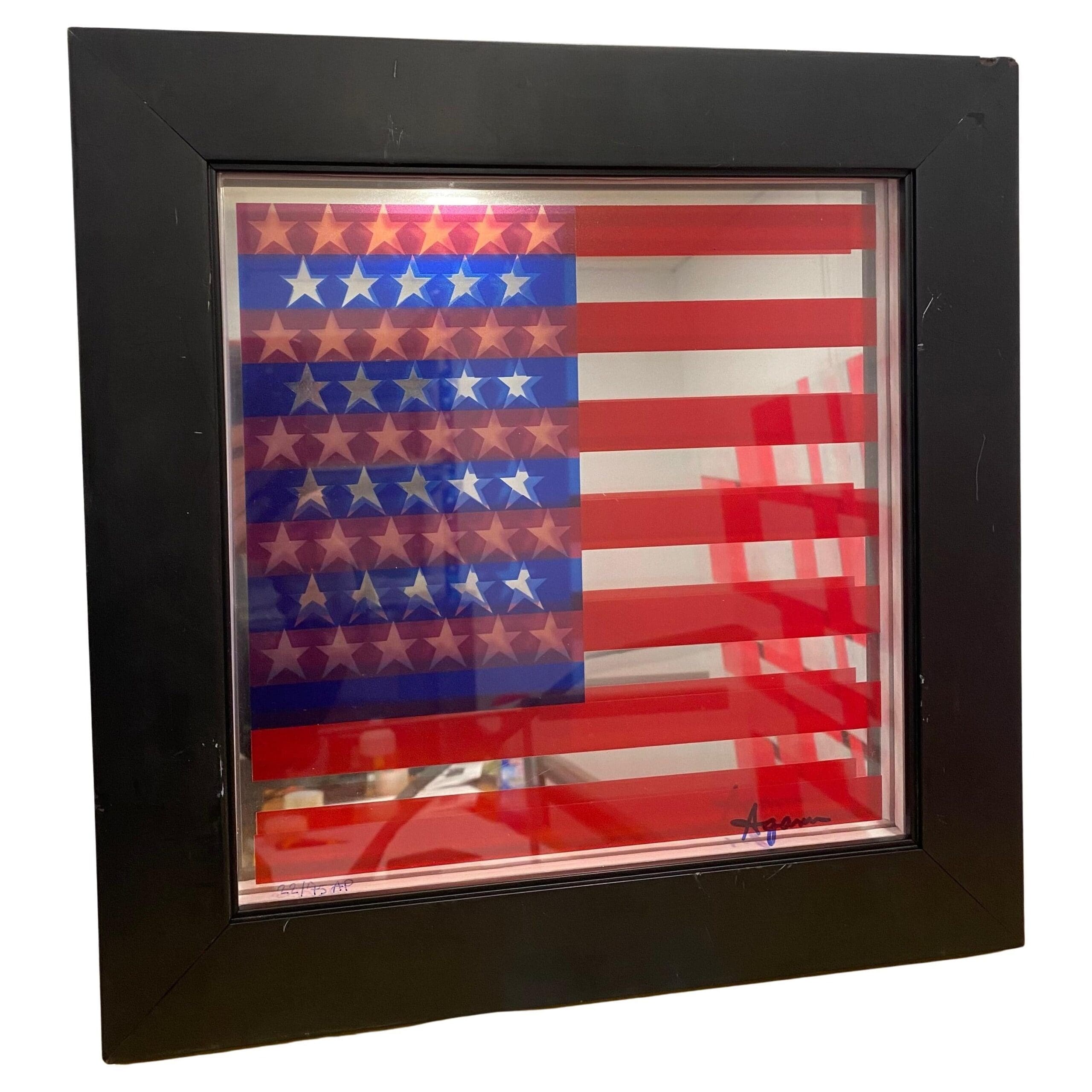 Yaacov Agam — Agamographe « Drapeau américain », sérigraphie sur miroir, épreuve d&rsquo;artiste 22/75 (1976)