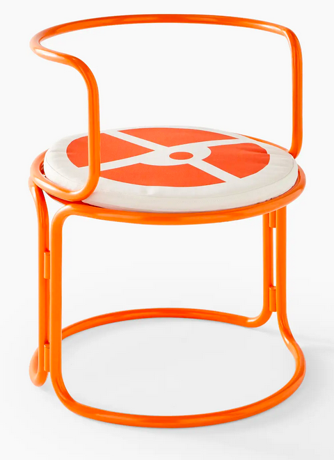 Gae Aulenti — Paire de fauteuils de jardin en acier laqué orange pour Prisunic