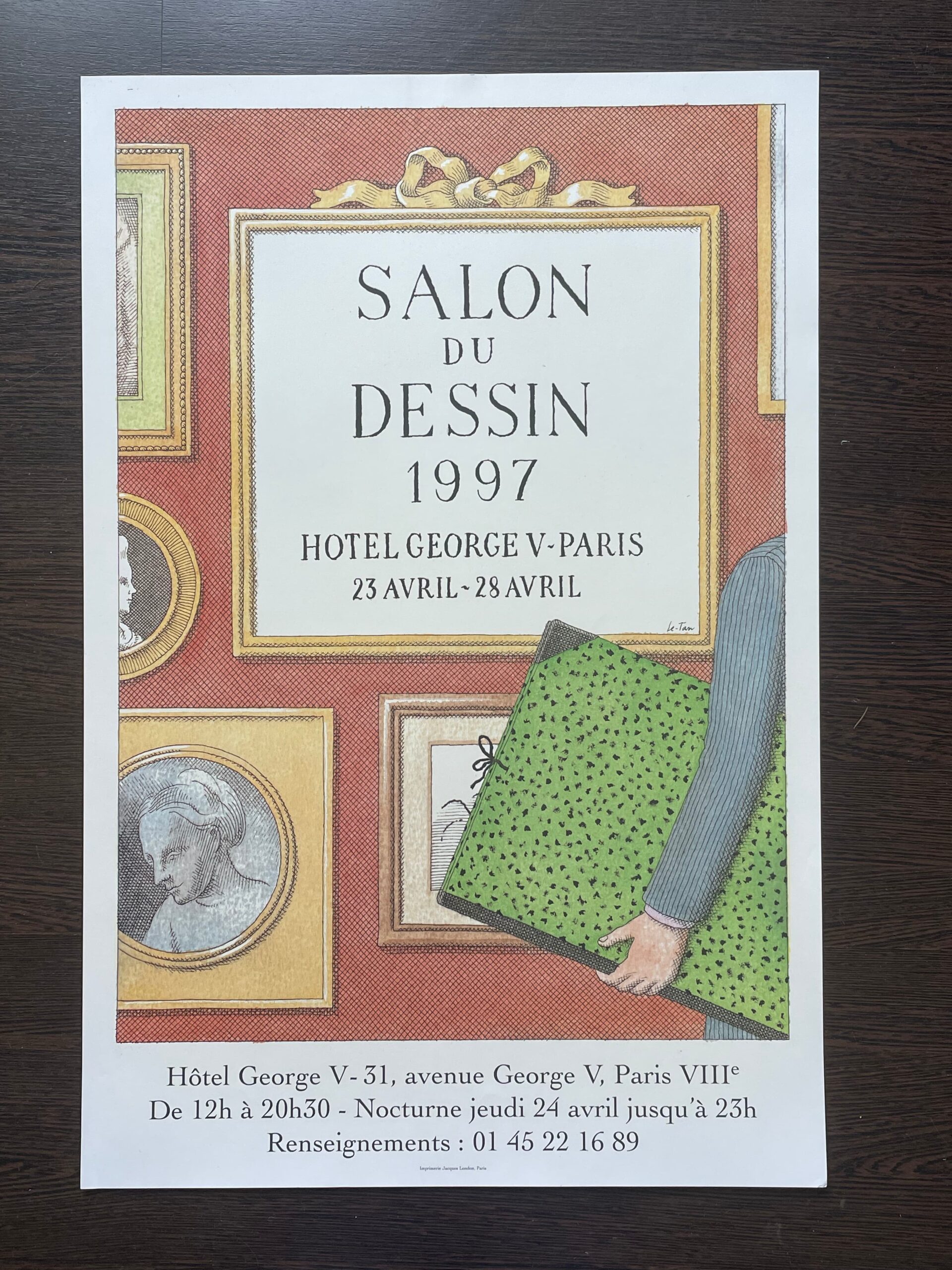 Pierre Le-Tan, affiche originale sur papier du Salon du Dessin, Hôtel George V